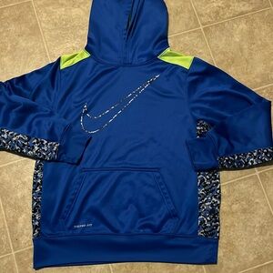 Nike Therma fit blue neon camo hooded pullover swoosh